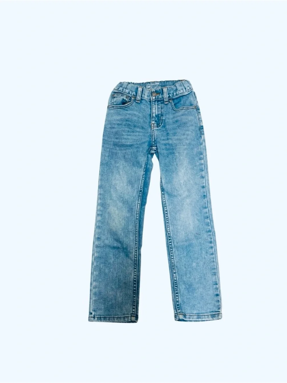 Wonder Nation cotton blend light blue denim jeans Boy 7 Slim 5 pocket design zip